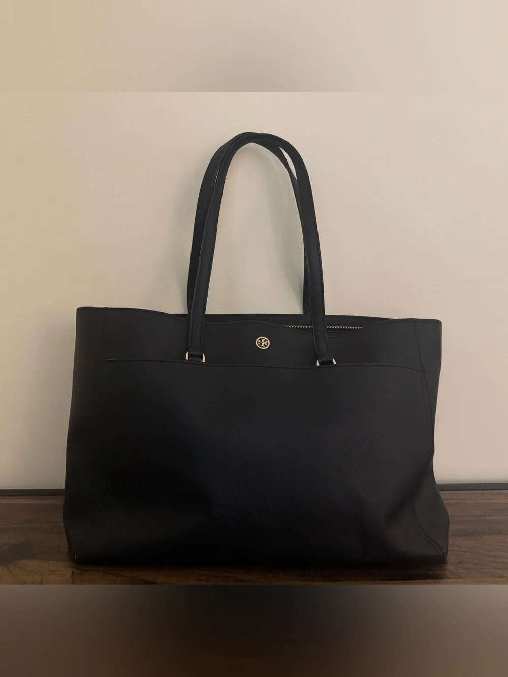 Tory Burch Robinson Black Saffiano Leather Laptop Tote